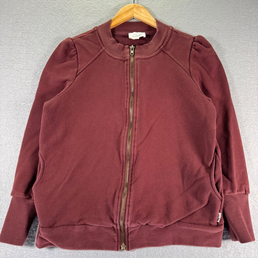 Böhme Women Burgundy Full Zip Puffed Shoulder Bomber Jacket Size L‎ Athleisure